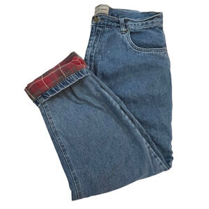 VTG. 90s Burry Lane Jeans Womens 16 Blue Plaid Lined High Rise Relaxed Mom Pants